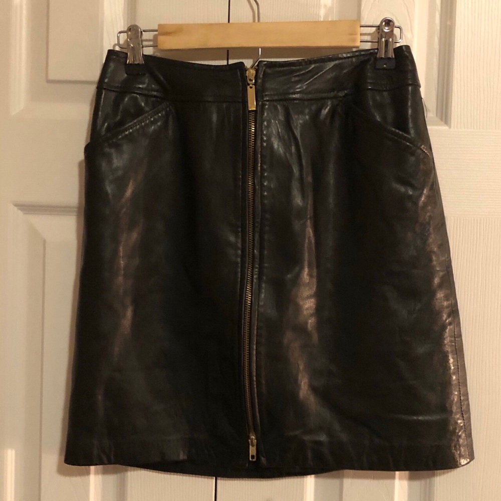 Vintage Black Genuine Leather Skirt